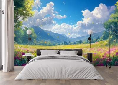 A Tapestry of Color: A Very Beautiful Japanese Meadow - colorful japan meadow very Beautiful Wall mural