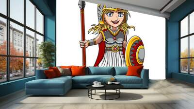 Athena chibi mascot logo designc Wall mural