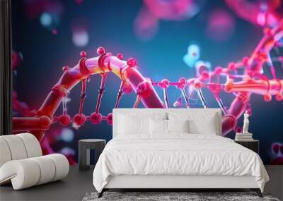 The image shows a colored DNA structure with a dark cell tissue pattern Wall mural