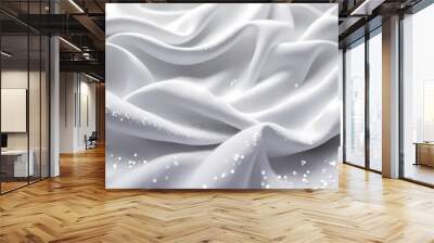 The texture of the satin fabric of white color for the background. ai Wall mural