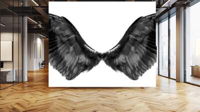 black wings on a white Wall mural