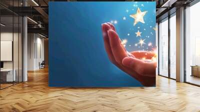 Hand Holding Shining Stars. Wall mural