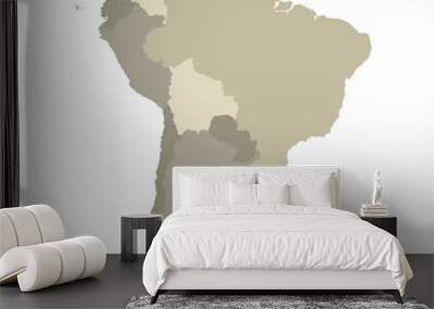 South America country Map. Map of South America in multicolor. Wall mural