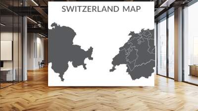 Switzerland map set in grey color Wall mural