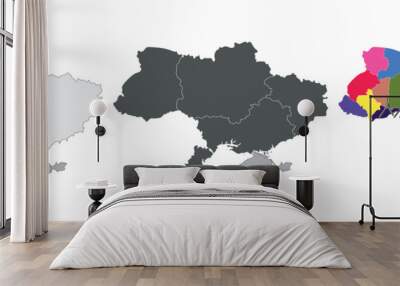 Ukraine map. Map of Ukraine in set Wall mural