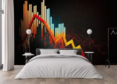 Business market financial charts and graphs Wall mural