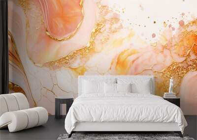 Natural orange and gold marble texture Wall mural