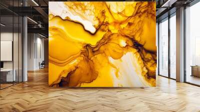 White and yellow alcohol ink pattern Wall mural