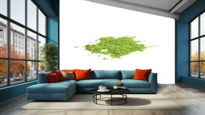 Heap of green matcha tea powder isolated on transparen png. Wall mural