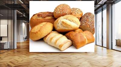 fresh bread on a white background Wall mural