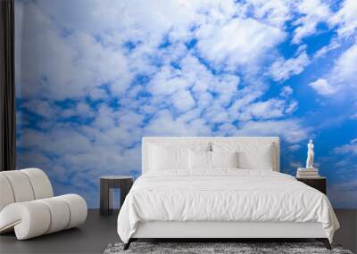 Blue sky with many clouds Wall mural