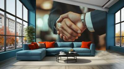 Businessman handshake in the office Wall mural