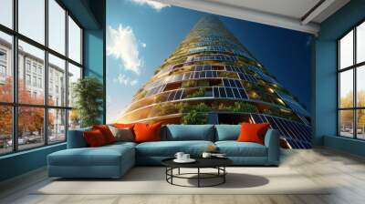 Energy-efficient skyscraper with integrated solar panels Wall mural