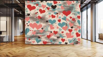 50s love design fabric pattern illustration Wall mural