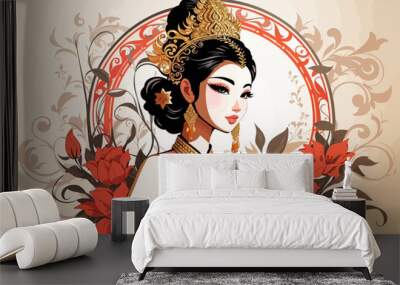 glamour thai woman illustration Wall mural