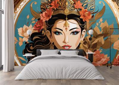 glamour thai woman illustration Wall mural