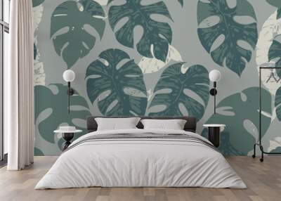 seamless pattern a monstera plants Wall mural