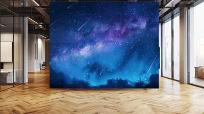 Purple space stars, view of star field at night, Milky way galaxy with stars and space dust in the universe Wall mural