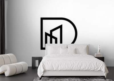 initial letter d construction monogram logo design. minimal vector graphic alphabet template. home house apartment real estate symbol icon. Wall mural