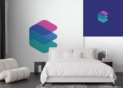 abstract hexagon logo icon vector template Wall mural