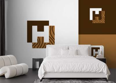 h letter wood logo design vector template Wall mural