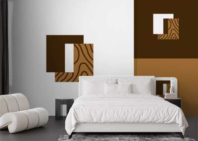 i letter wood logo design vector template Wall mural