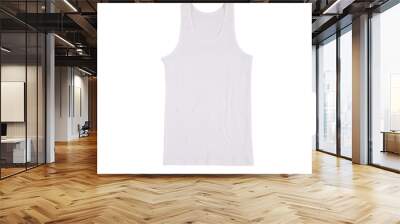  White tank top tshirt template mock up on white wooden background top view. (2) Wall mural