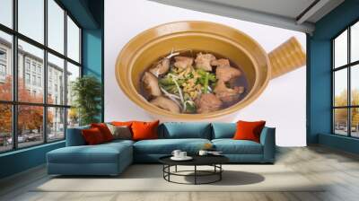 Stewed pork soup with morning glory and bean sprout. Wall mural