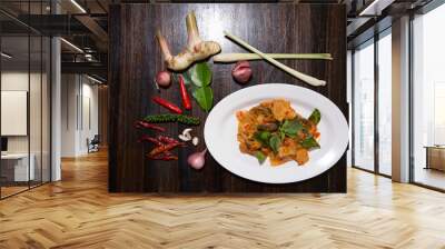 Stir fried pork belly with red curry Wall mural