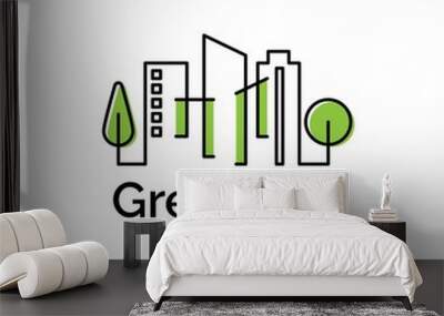 Green city logo design vector template Wall mural