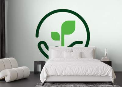 Hand and leaf logo design inspiration vector template Wall mural