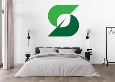 Letter S with leaf logo design symbol vector template Wall mural