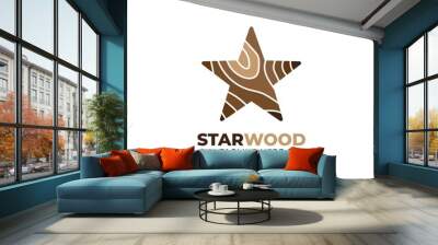 Wood star illustration logo design vector template Wall mural