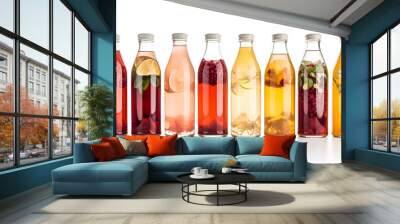 Bottle of colourful kombucha drink. Wall mural