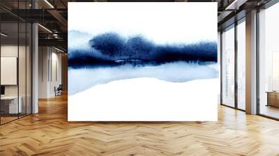 Landscape with Islands in the water. Silhouette of the mountains of lake Baikal. the illustration is made in watercolor and ink. Aquamarine, ultramarine, indigo and cobalt shades Wall mural