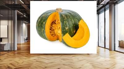 green pumpkin isolated on white background. Wall mural