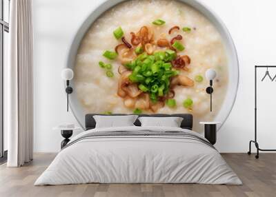 top view of chinese food Congee isolated on a white transparent background Wall mural