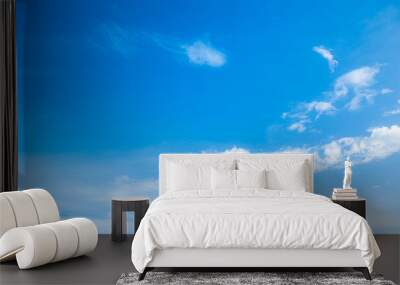 Beautiful blue sky and clouds with daylight natural background. The vast blue sky and clouds sky. Wall mural