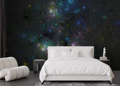 Abstract fractal illustration looks like galaxies. Colorful psychedelic background Wall mural