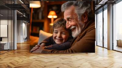 Portrait of grandfather and grandson Wall mural