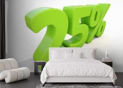 25% percentage rate icon on a white background Wall mural