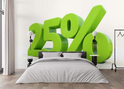 25% percentage rate icon on a white background Wall mural