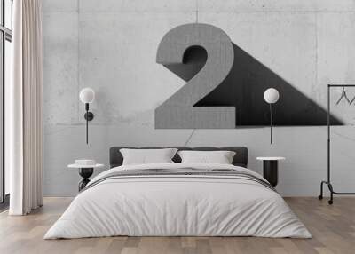 Concrete Number Two 2 Floor Font Character Sign Symbol Wall mural