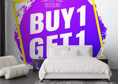 Buy 1 Get 1 Free sale banner. Vector template modern  Wall mural