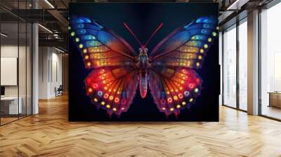 a butterfly with multiple pixels vivid color, Generative AI Wall mural