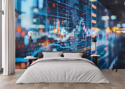 An intricate network of financial data points analyzed with precision for informed decisions Wall mural