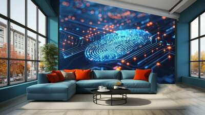 Digital fingerprint scanning for secure authentication Wall mural