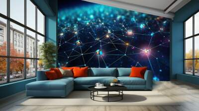 Images illustrate API connections, data flow diagrams, or interconnected banking systems Wall mural