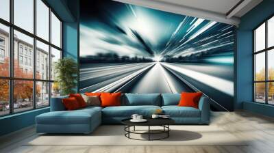 motion blur of light white and blue Wall mural