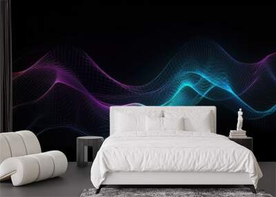 neon Abstract wave of digital weave lines , Generative AI Wall mural